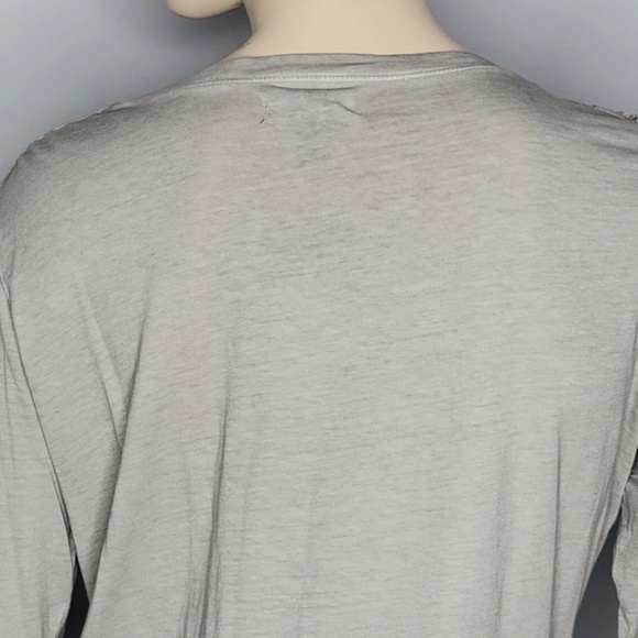 LRL Lauren Ralph Lauren Grey Henley 3/4 sleeve Knit Top - Picture 5 of 5